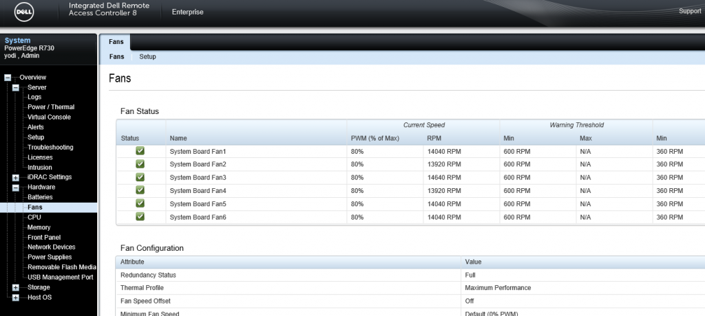 Dell R730 Fan Speed